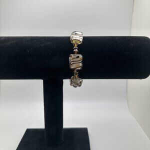 Handcrafted Glass Bead Bracelet With Metallic Swirl Design